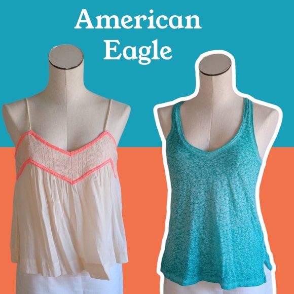 AMERICAN EAGLE • Small and XS Juniors 2 Summer tank tops vacation Boho AEO - Picture 1 of 10
